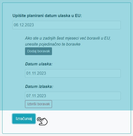 Izračunaj boravak